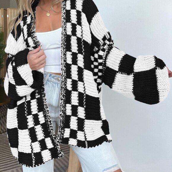 Brand New Casual Cardigan Sweater for Women Fall 2025 Small Black Cozy Open Fron - Picture 3 of 8